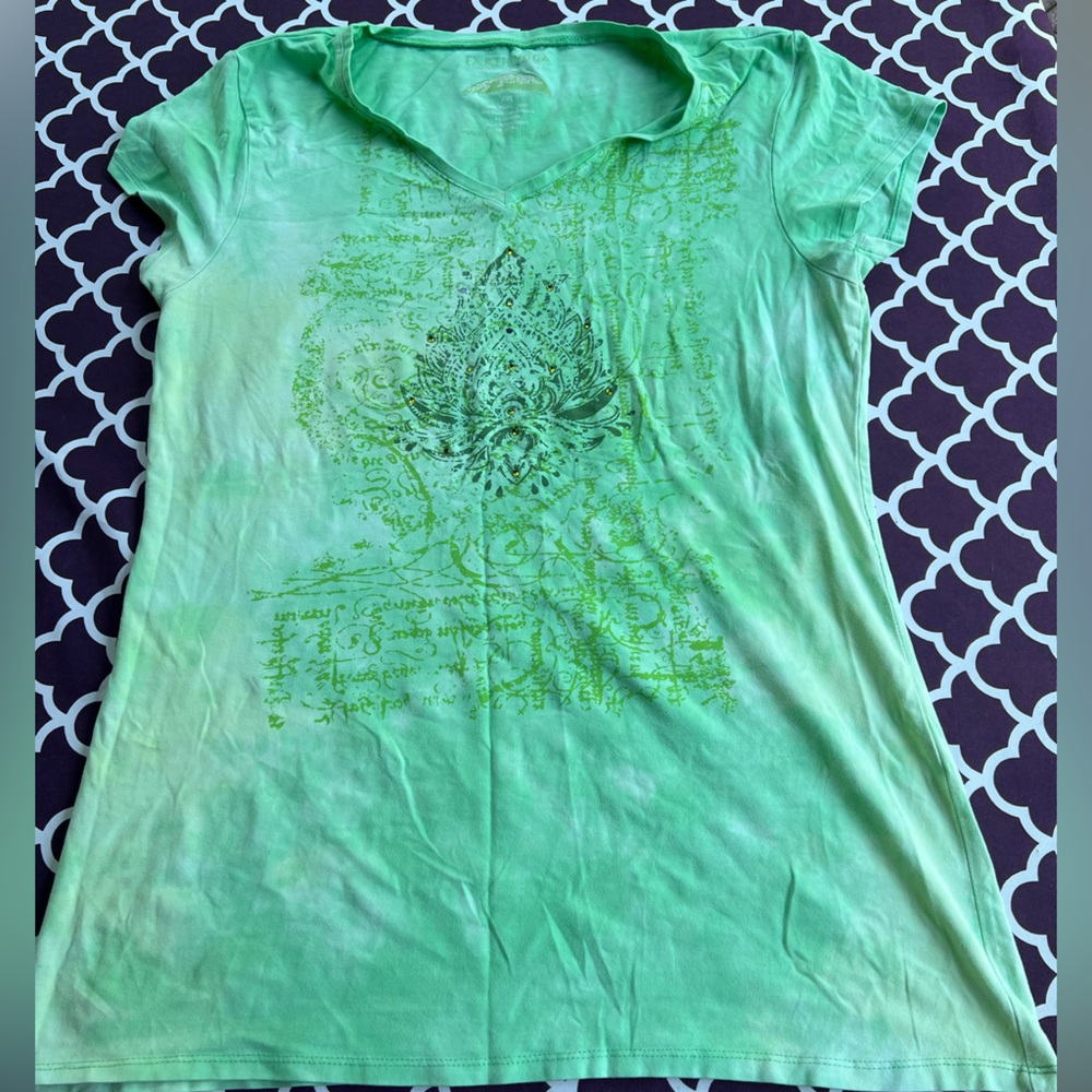 Earth Yoga Women’s Tie Dye Green Cotton Short Sleeve Tee